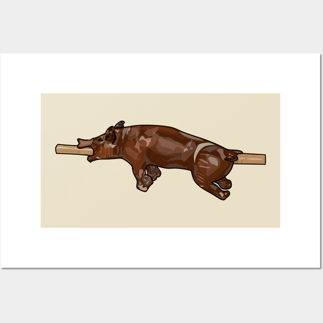 Pig roast / hog roast cartoon illustration Wall Art by Miss Cartoon
